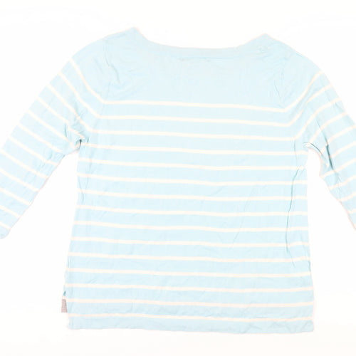 WoolOvers Women's Blue Striped Pullover Jumper, Size L