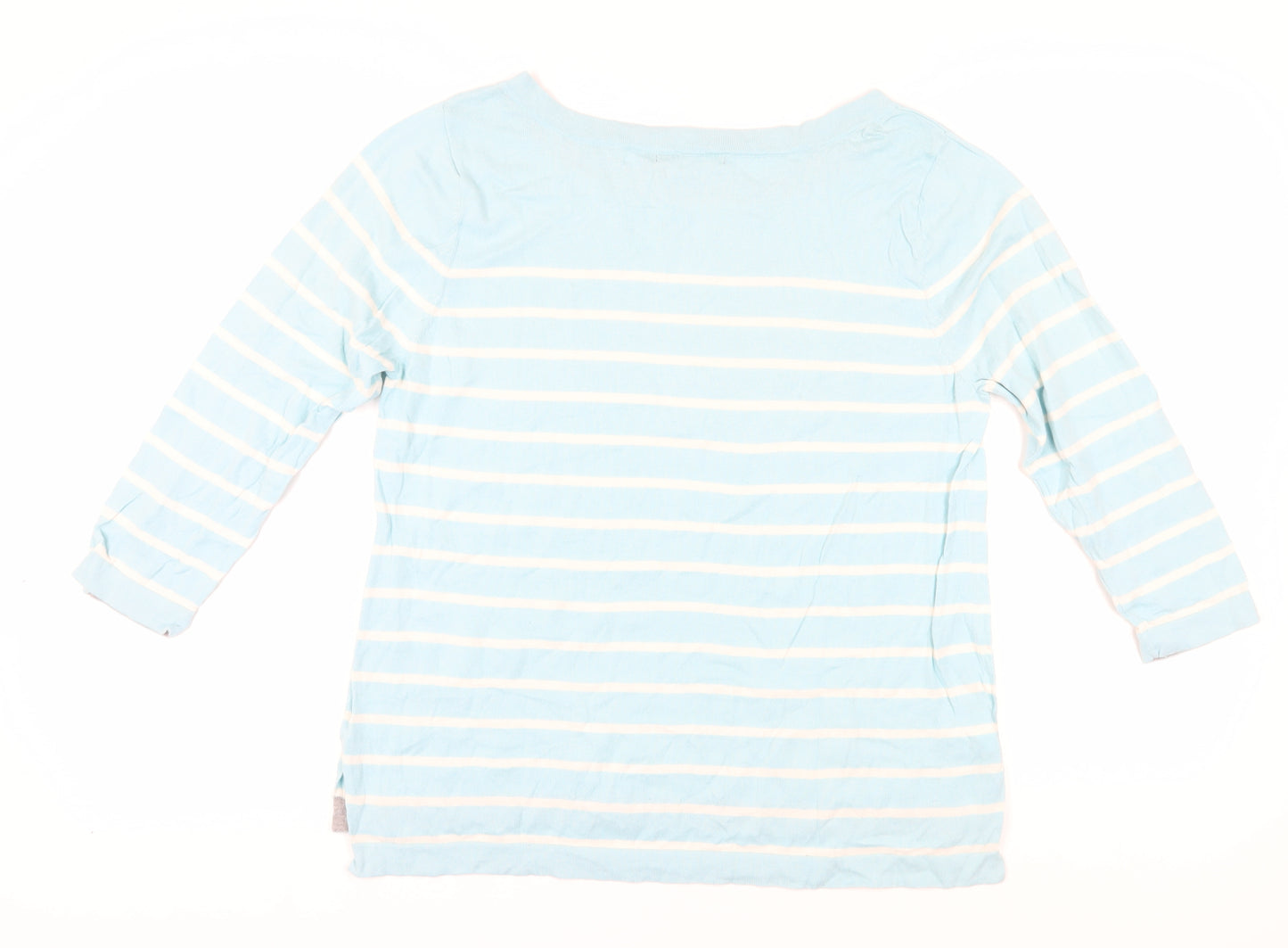 WoolOvers Women's Blue Striped Pullover Jumper, Size L