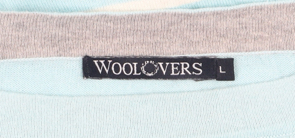 WoolOvers Women's Blue Striped Pullover Jumper, Size L