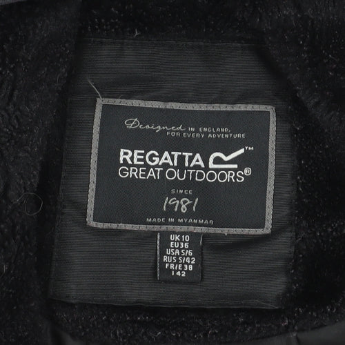 Regatta Women's Black Parka Jacket Size 10 Hooded Outdoor