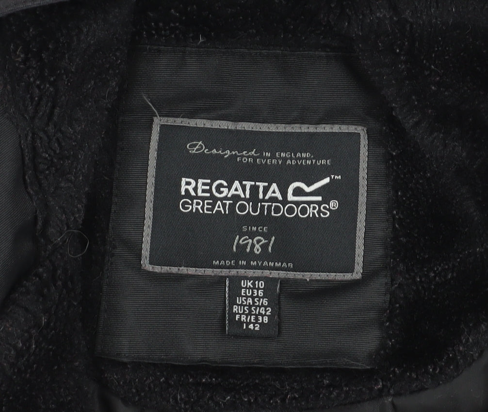 Regatta Women's Black Parka Jacket Size 10 Hooded Outdoor