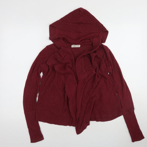 Hollister Women's Red Hooded Cardigan XS