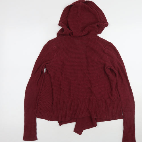 Hollister Women's Red Hooded Cardigan XS