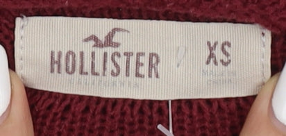 Hollister Women's Red Hooded Cardigan XS