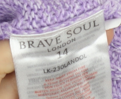 Brave Soul Women's Purple Roll Neck Jumper Size 14