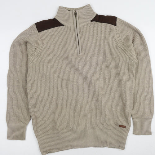 P.G. Field Men's Beige Full Zip Jumper Size S