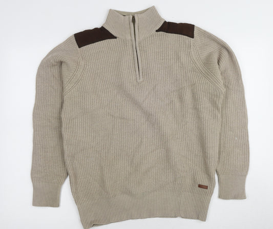 P.G. Field Men's Beige Full Zip Jumper Size S