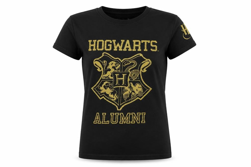 Front view of Harry Potter unisex black medium t-shirt
