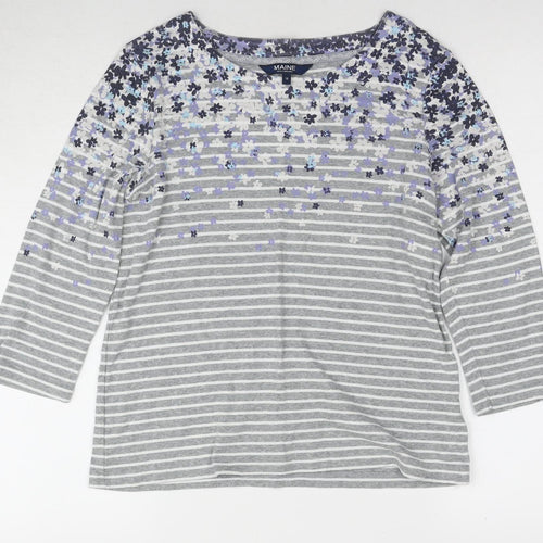 Maine New England Women's Grey Floral T-Shirt Size 14