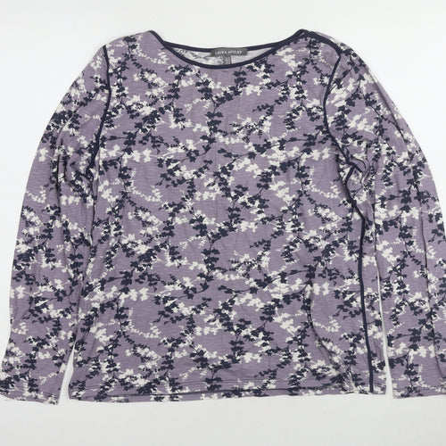 Laura Ashley Women's Purple Floral Long Sleeve T-Shirt