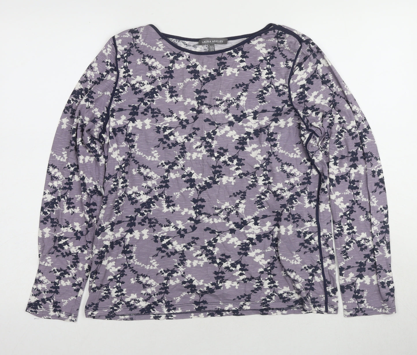 Laura Ashley Women's Purple Floral Long Sleeve T-Shirt