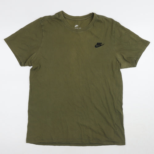 Nike Men's Green Athletic Fit T-Shirt, M, Logo Design