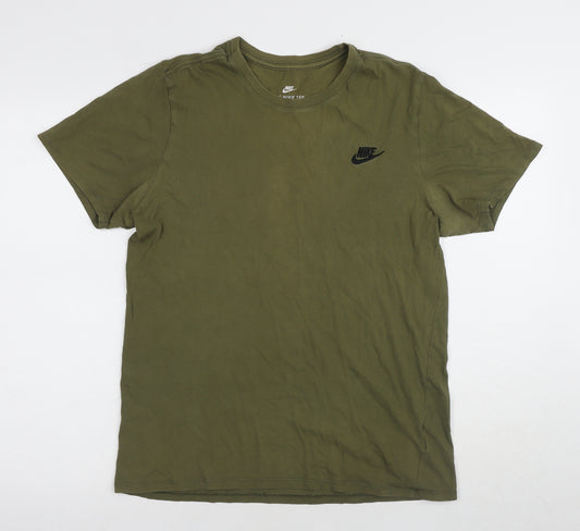 Nike Men's Green Athletic Fit T-Shirt, M, Logo Design