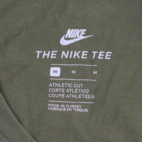 Nike Men's Green Athletic Fit T-Shirt, M, Logo Design