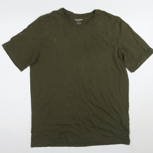 Jack & Jones Men's Green Crew Neck T-Shirt - Size L