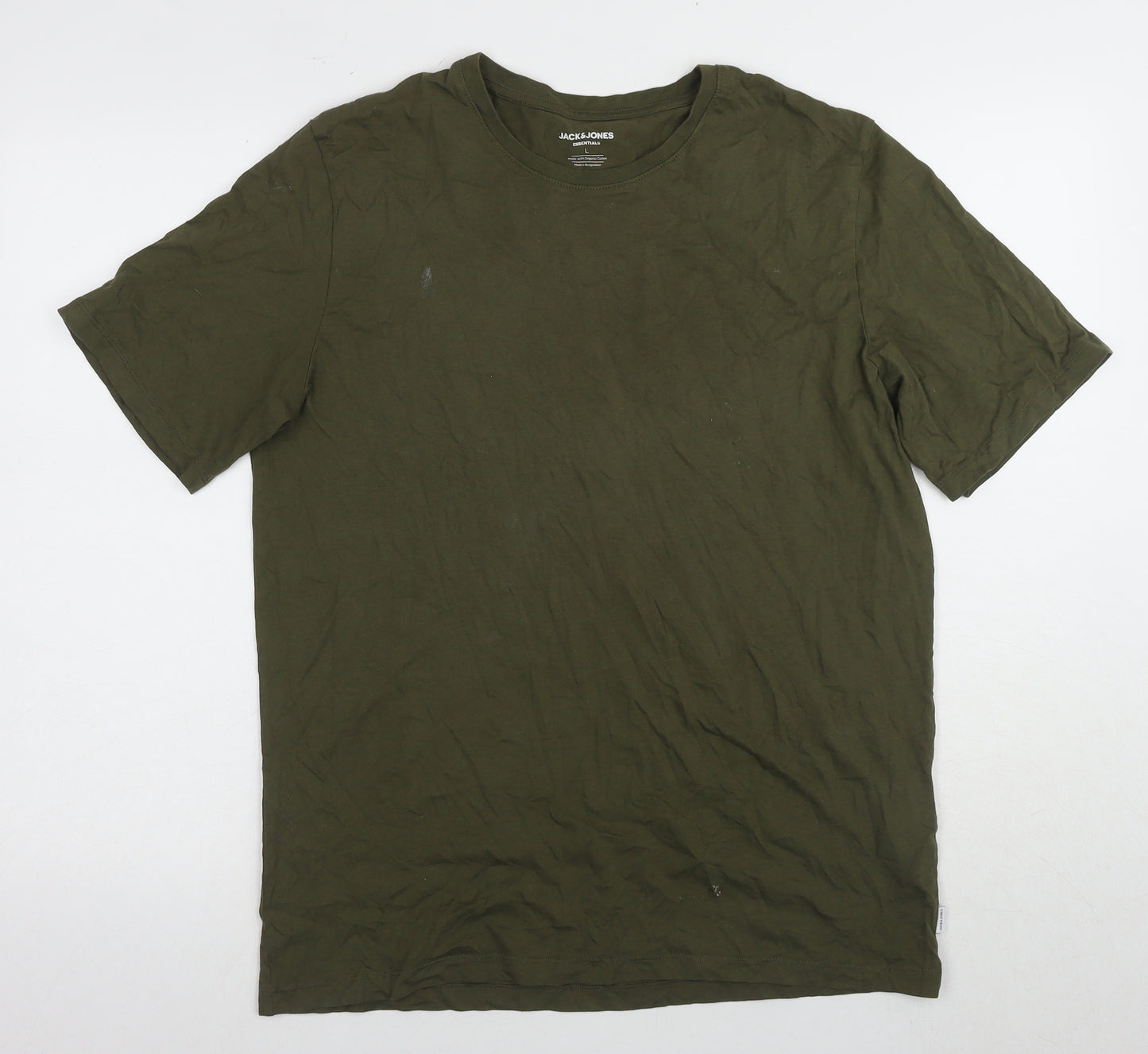 Jack & Jones Men's Green Crew Neck T-Shirt - Size L