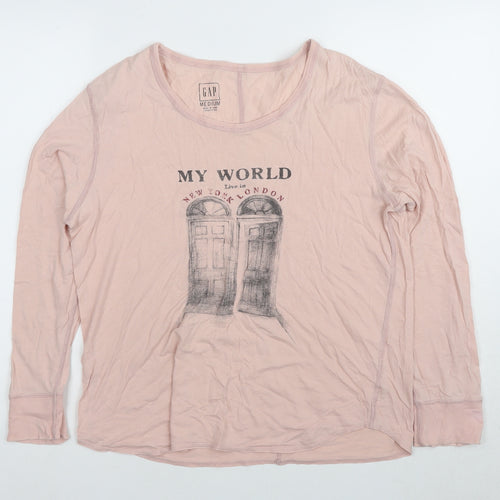 GAP Women's Pink Long Sleeve Cotton T-Shirt