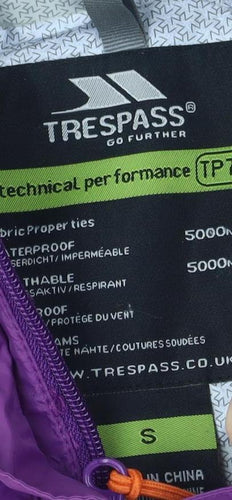 Trespass Women's Purple Waterproof Parka Jacket Size S