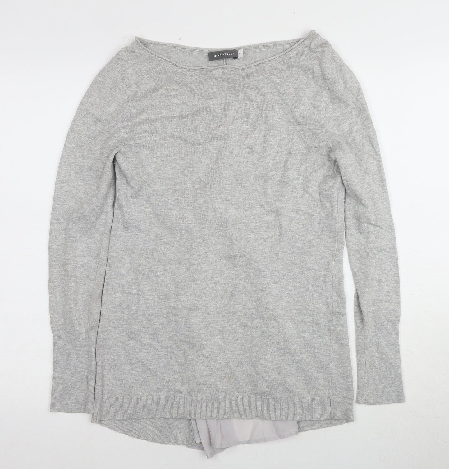 Mint Velvet Women's Grey Boat Neck Long Sleeve Top