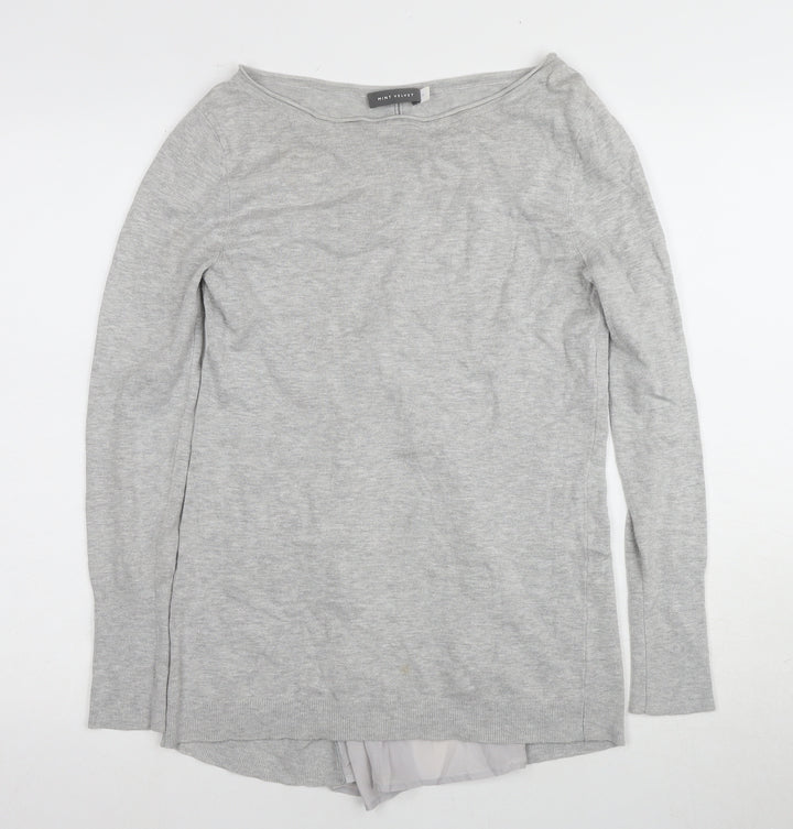 Mint Velvet Women's Grey Boat Neck Long Sleeve Top