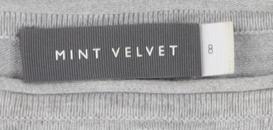 Mint Velvet Women's Grey Boat Neck Long Sleeve Top