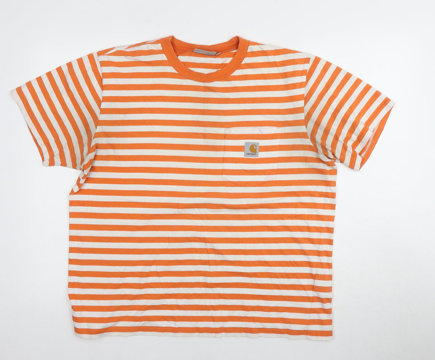 Carhartt Unisex Orange Striped T-Shirt L