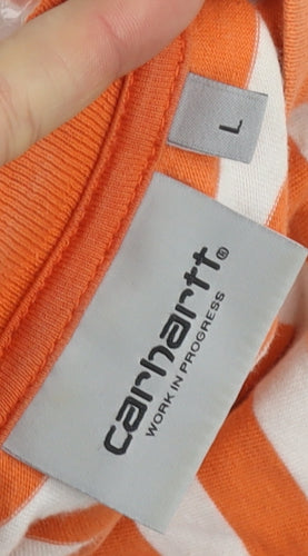 Carhartt Unisex Orange Striped T-Shirt L