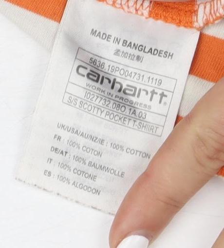 Carhartt Unisex Orange Striped T-Shirt L