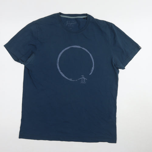 Original Penguin Blue Men's Graphic Crew Neck T-Shirt L