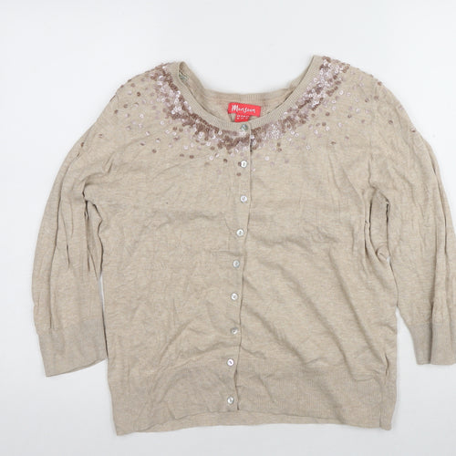 Monsoon Women's Beige Sequin Cardigan UK 16