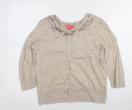 Monsoon Women's Beige Sequin Cardigan UK 16