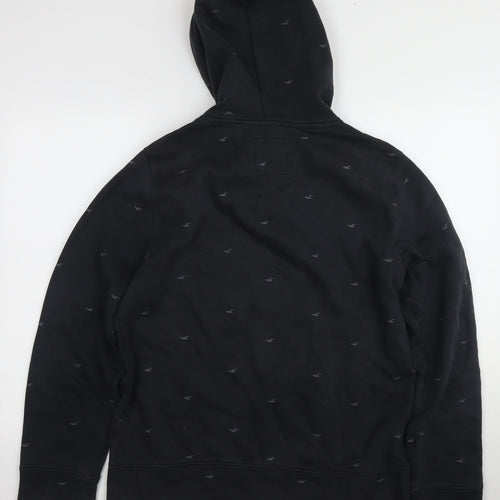 Hollister Men's Black Pullover Hoodie, M, Logo Accents