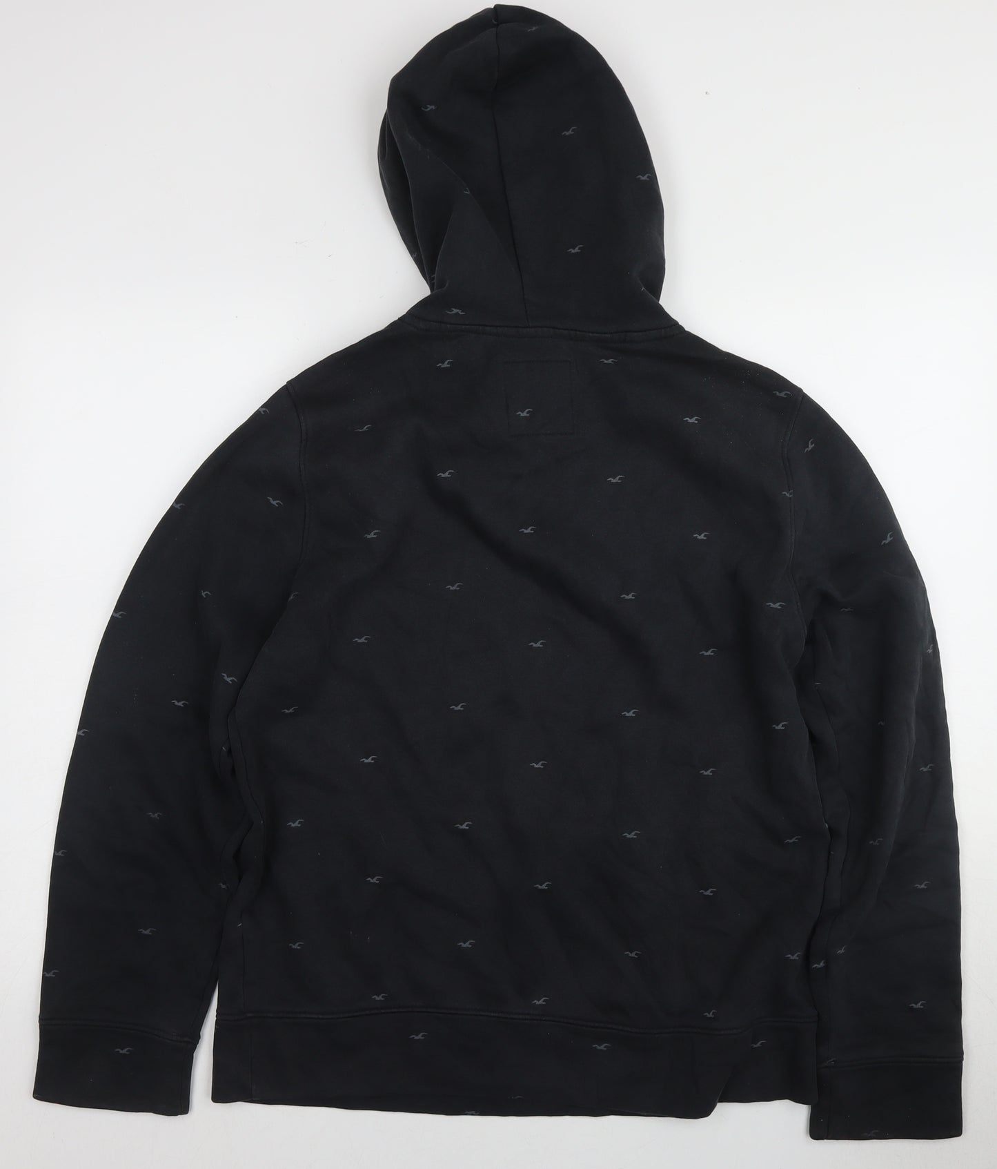 Hollister Men's Black Pullover Hoodie, M, Logo Accents