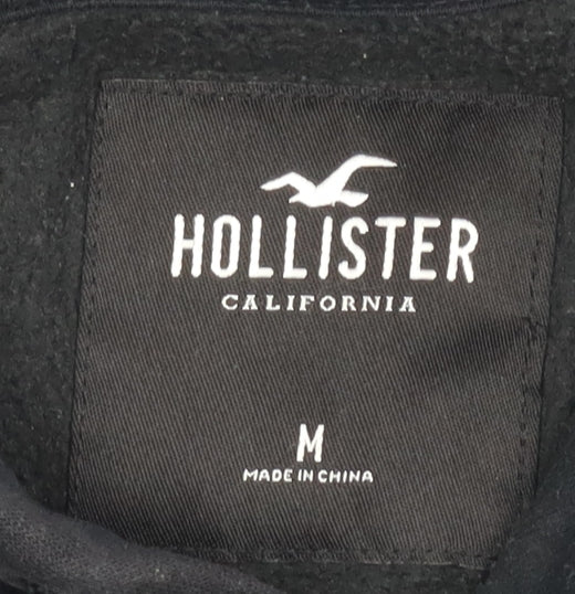 Hollister Men's Black Pullover Hoodie, M, Logo Accents