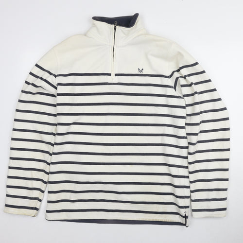 Crew Clothing Co. Men's Ivory M 1/4 Zip Striped Sweatshirt