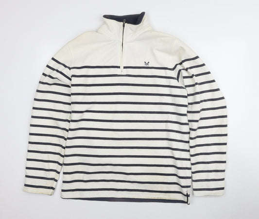 Crew Clothing Co. Men's Ivory M 1/4 Zip Striped Sweatshirt