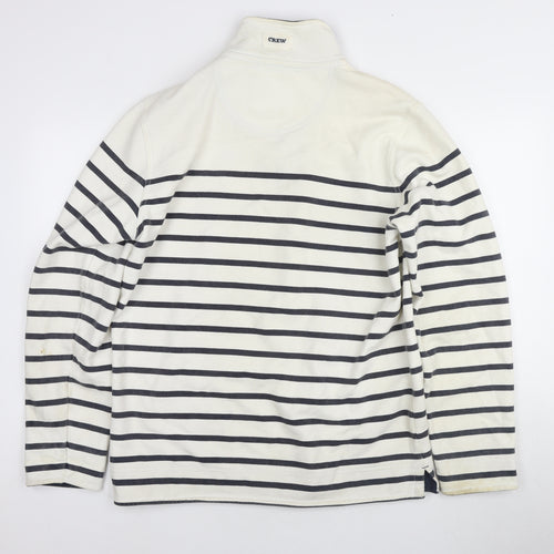 Crew Clothing Co. Men's Ivory M 1/4 Zip Striped Sweatshirt