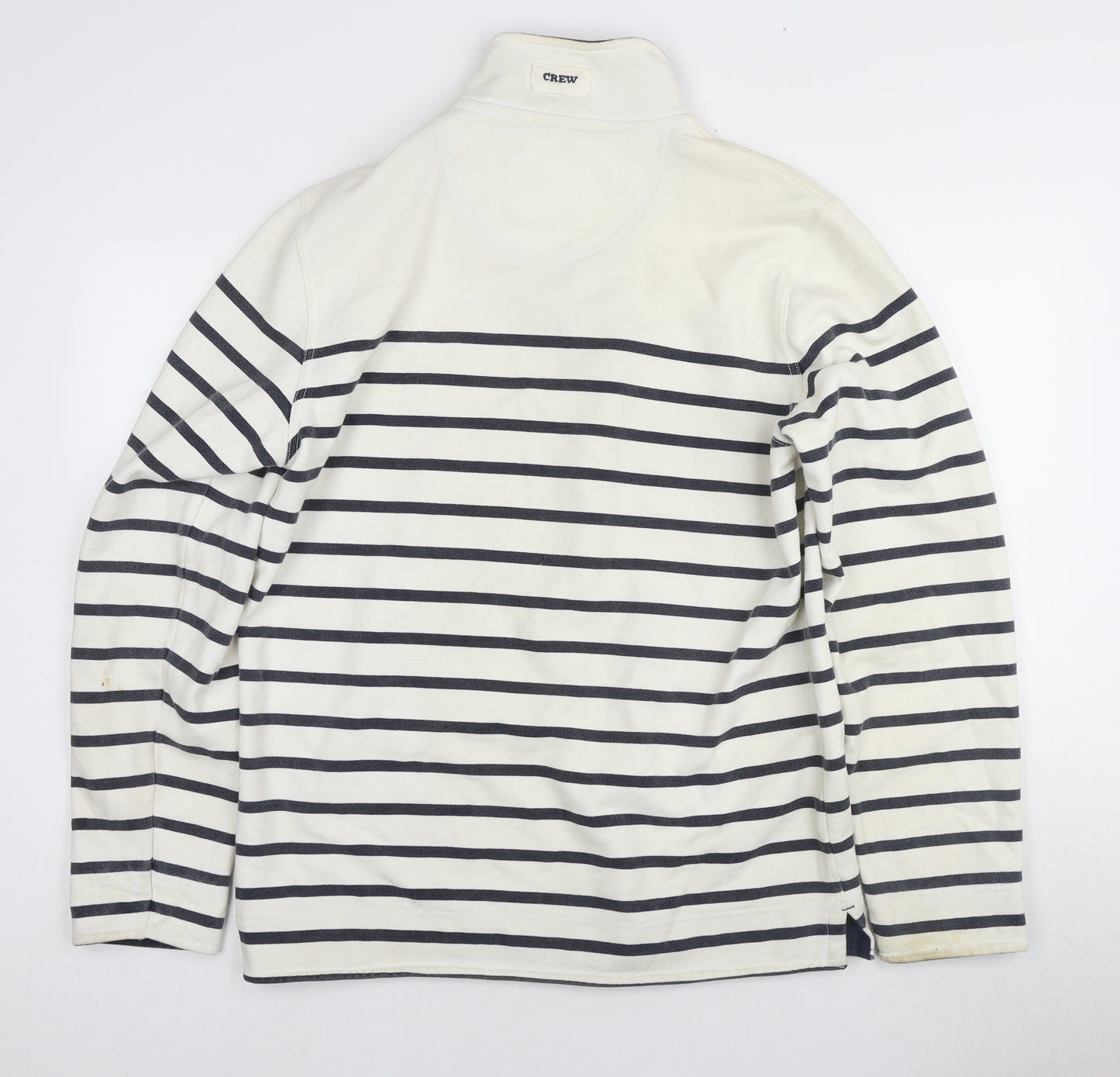 Crew Clothing Co. Men's Ivory M 1/4 Zip Striped Sweatshirt