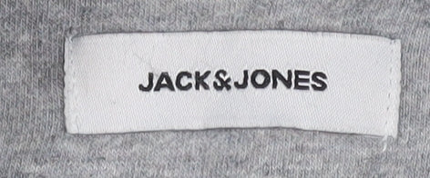 Jack & Jones Men's Grey Hoodie - M, Pullover, Logo