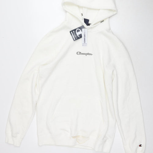 Champion Men's White Pullover Hoodie L - Logo Accent