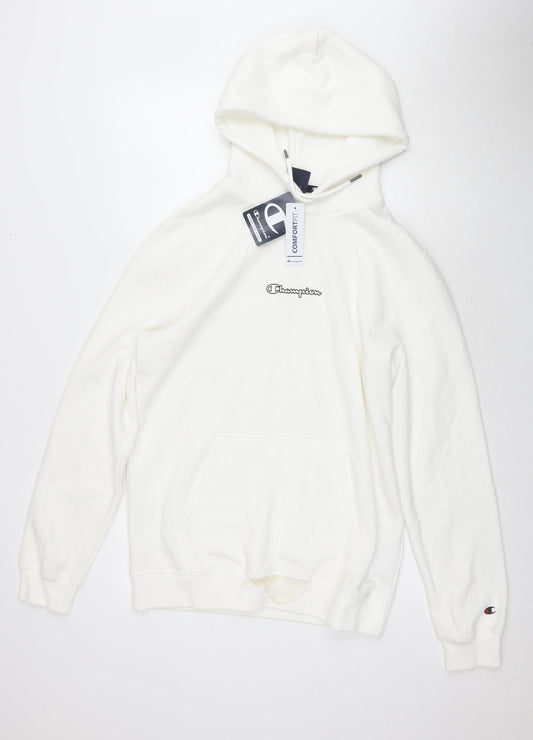 Champion Men's White Pullover Hoodie L - Logo Accent