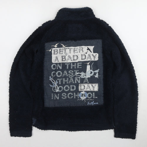 FatFace Boys Black Graphic Print Henley Sweatshirt 12-13 Years