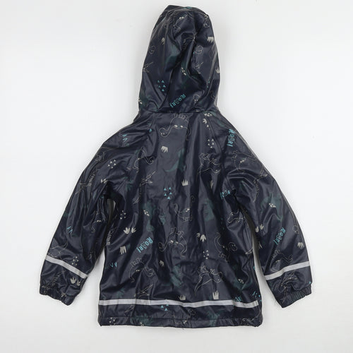 Lupilu Boys Black Dinosaur Rain Jacket 2-3 Years Hooded Reflective