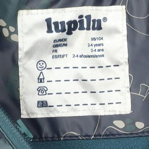 Lupilu Boys Black Dinosaur Rain Jacket 2-3 Years Hooded Reflective