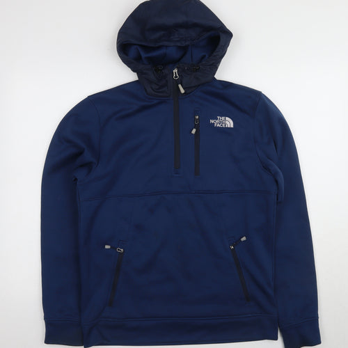 The North Face Men's Blue Hooded Windbreaker Jacket - S