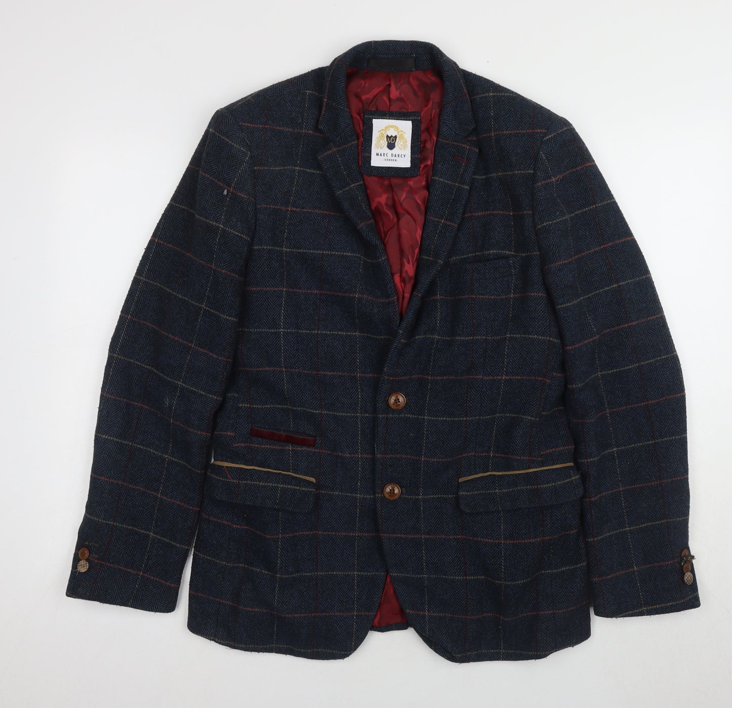 Marc Darcy Men's Blue Check Blazer Size 38
