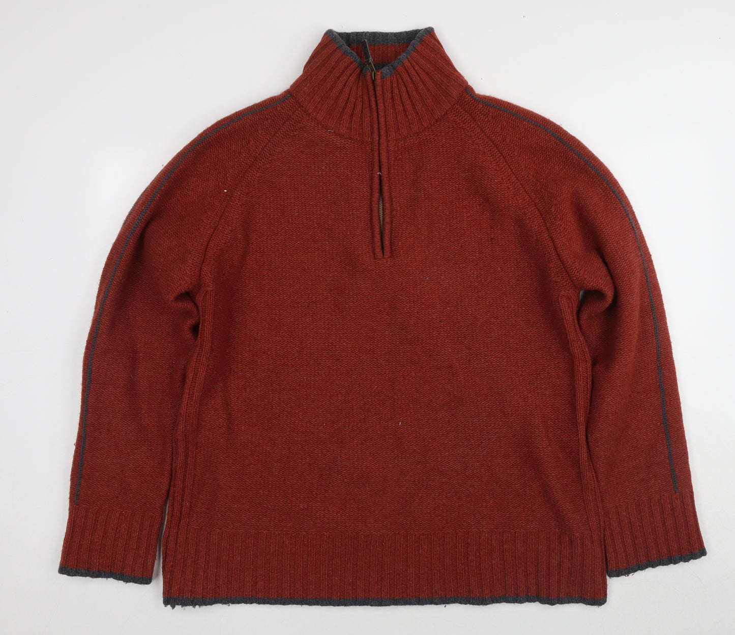 ALS Men's XL Red Full Zip Wool Jumper