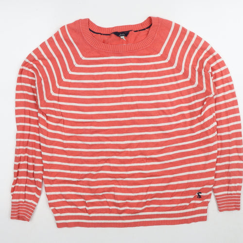 Joules Women's Orange Striped Jumper, Size 14, Casual Knit