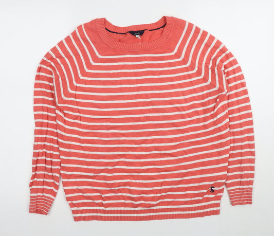 Joules Women's Orange Striped Jumper, Size 14, Casual Knit