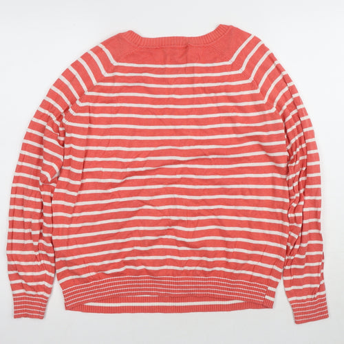 Joules Women's Orange Striped Jumper, Size 14, Casual Knit